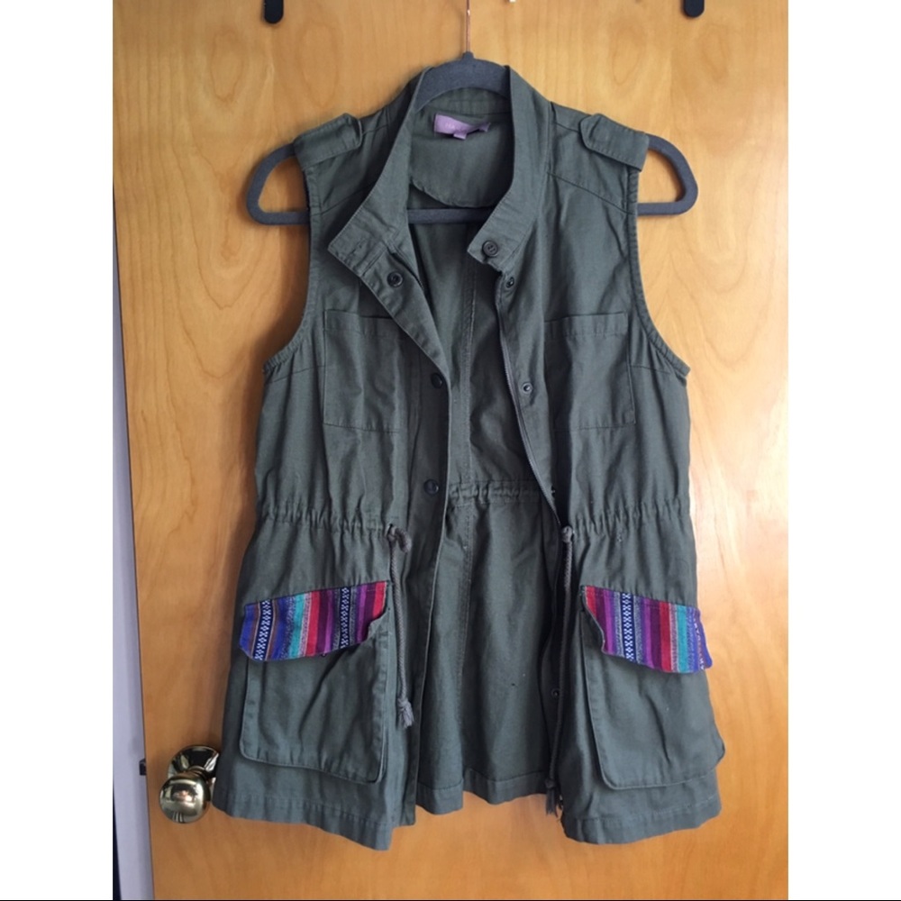 Army Green long Vest WITH POCKETS!!!!!!